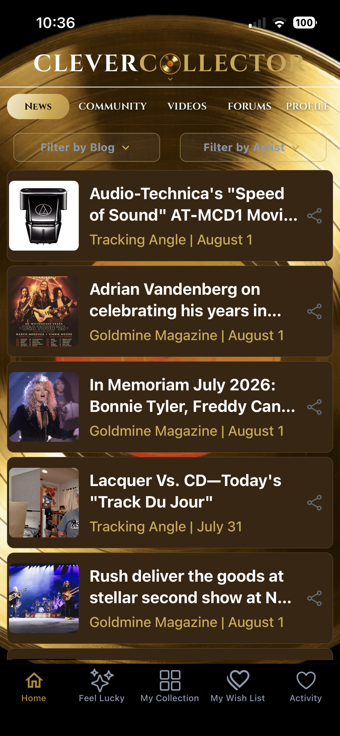 CleverCollector Vinyl — News home