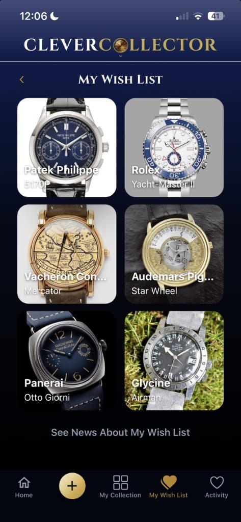 CleverCollector — My Wish List (Watches)